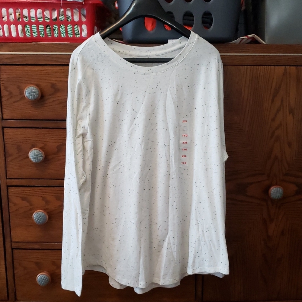 Old Navy White Speckled Long Sleeve Top